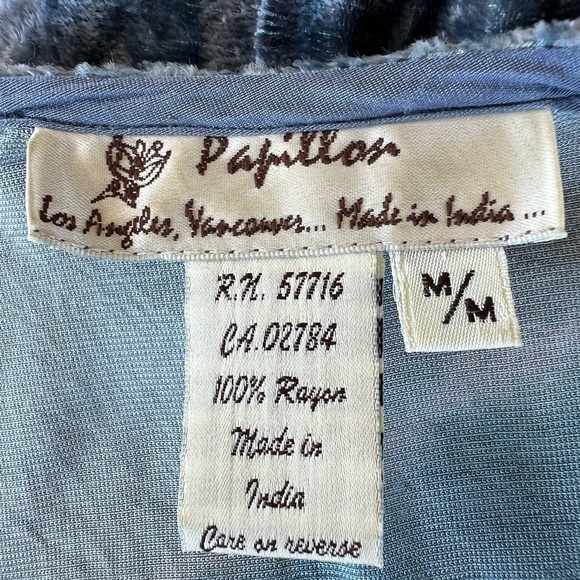 VTG 90s Y2K Papillon Los Angeles Crushed Velvet Embroidered Midi Dress Boho Med - Picture 11 of 12